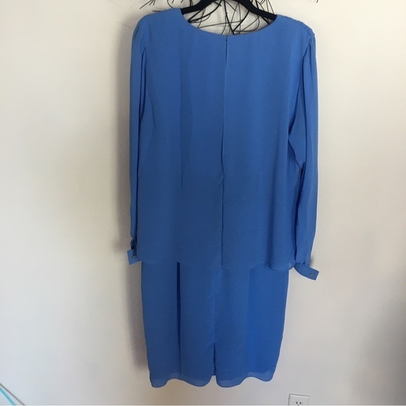 URSULA OF SWITZERLAND VINTAGE BLUE FORMAL DRESS. Long sleeve wedding work - Picture 2 of 3